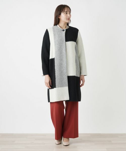 Leilian PLUS HOUSE / レリアンプラスハウス その他アウター | カラーブロックニットコート【BOURGE】 | 詳細1