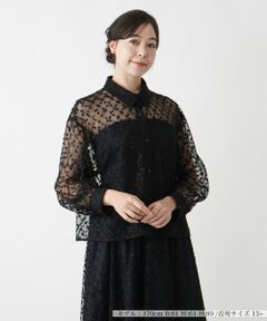 Leilian PLUS HOUSE / レリアンプラスハウス シャツ・ブラウス | チュールブラウス【Leilian WHITE LABEL】【BOURGE】