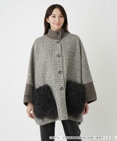Leilian PLUS HOUSE / レリアンプラスハウス その他アウター | チェック切替スタンドカラーコート【MANZONI24】