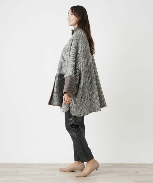 Leilian PLUS HOUSE / レリアンプラスハウス その他アウター | チェック切替スタンドカラーコート【MANZONI24】 | 詳細2