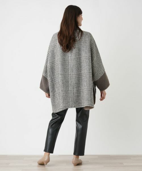 Leilian PLUS HOUSE / レリアンプラスハウス その他アウター | チェック切替スタンドカラーコート【MANZONI24】 | 詳細3