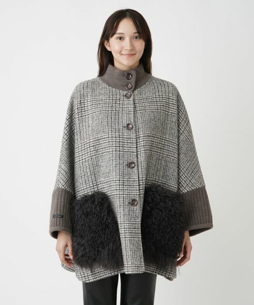 Leilian PLUS HOUSE / レリアンプラスハウス その他アウター | チェック切替スタンドカラーコート【MANZONI24】 | 詳細4