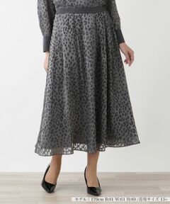 Leilian PLUS HOUSE / レリアンプラスハウス ミニ・ひざ丈スカート | レオパード柄フレアスカート【BOURGE】