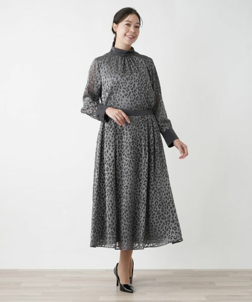 Leilian PLUS HOUSE / レリアンプラスハウス ミニ・ひざ丈スカート | レオパード柄フレアスカート【BOURGE】 | 詳細1