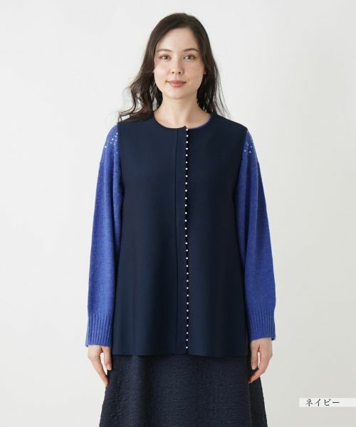 Leilian PLUS HOUSE / レリアンプラスハウス テーラードジャケット | 比翼ニットベスト【プラス企画】 | 詳細7