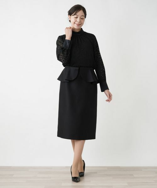 Leilian PLUS HOUSE / レリアンプラスハウス ミニ・ひざ丈スカート | ウエストフリルタイトスカート【BOURGE】 | 詳細1