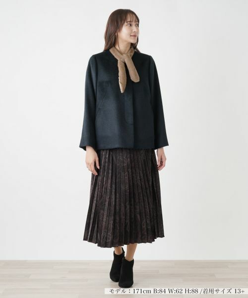 Leilian PLUS HOUSE / レリアンプラスハウス その他アウター | アルパカ混ノーカラーコート【MENCHI】 | 詳細1