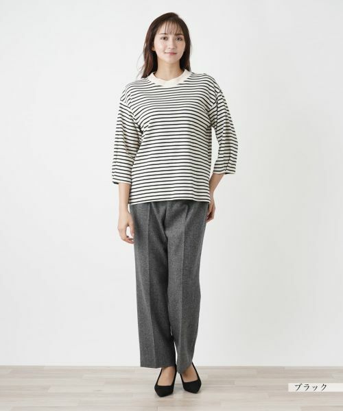 Leilian PLUS HOUSE / レリアンプラスハウス カットソー | ボーダーハイネックカットソー【Leilian WHITE LABEL】【BOURGE】 | 詳細1