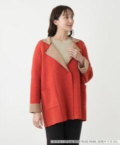 Leilian PLUS HOUSE / レリアンプラスハウス その他アウター | バイカラーニットコート【Leilian WHITE LABEL】