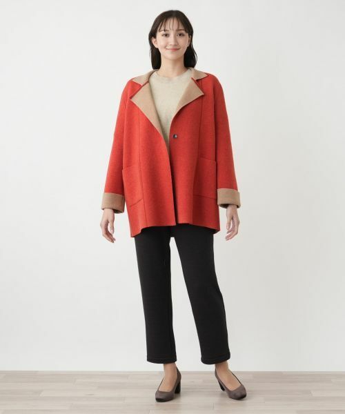 Leilian PLUS HOUSE / レリアンプラスハウス その他アウター | バイカラーニットコート【Leilian WHITE LABEL】 | 詳細1