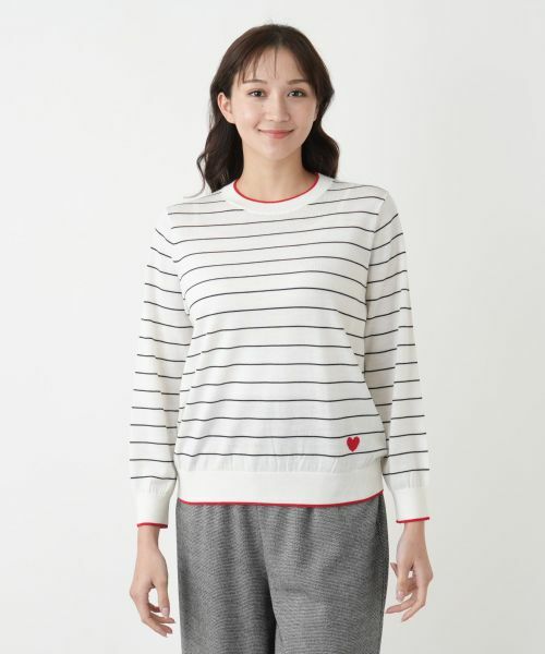 Leilian PLUS HOUSE / レリアンプラスハウス ニット・セーター | ボーダークルーネックニット【Leilian WHITE LABEL】 | 詳細8