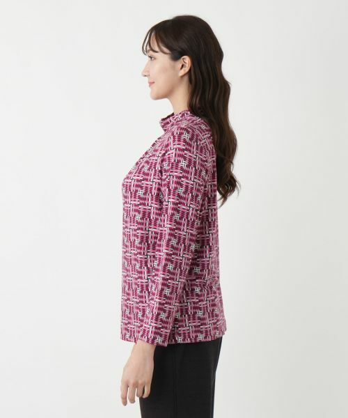 Leilian PLUS HOUSE / レリアンプラスハウス カットソー | 【店舗人気】幾何学柄ハイネックカットソー【Leilian WHITE LABEL】 | 詳細8