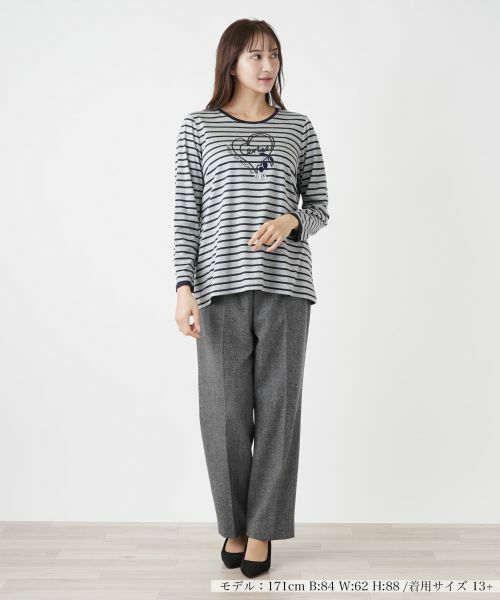 Leilian PLUS HOUSE / レリアンプラスハウス カットソー | ハート×ボーダークルーネックカットソー【MUSE BY ROCHAS Premiere】 | 詳細1