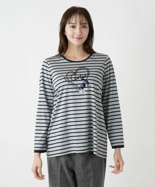 Leilian PLUS HOUSE / レリアンプラスハウス カットソー | ハート×ボーダークルーネックカットソー【MUSE BY ROCHAS Premiere】 | 詳細4