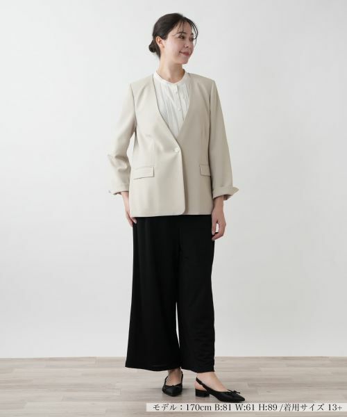 Leilian PLUS HOUSE / レリアンプラスハウス テーラードジャケット | 【店舗人気】ノーカラーVネックジャケット【BOURGE】 | 詳細4