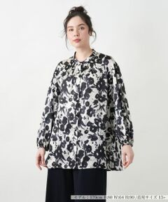 Leilian PLUS HOUSE / レリアンプラスハウス シャツ・ブラウス | 【店舗人気】フラワー柄バンドカラーブラウス【BOURGE】【BINDA】