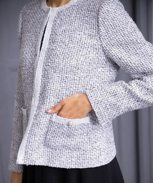 Leilian PLUS HOUSE / レリアンプラスハウス テーラードジャケット | 【店舗人気】ノーカラーツイードジャケット【セレモニー】 | 詳細10