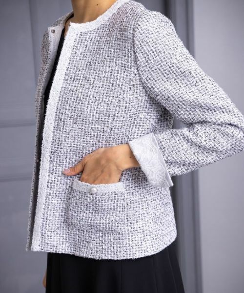 Leilian PLUS HOUSE / レリアンプラスハウス テーラードジャケット | 【店舗人気】ノーカラーツイードジャケット【セレモニー】 | 詳細8