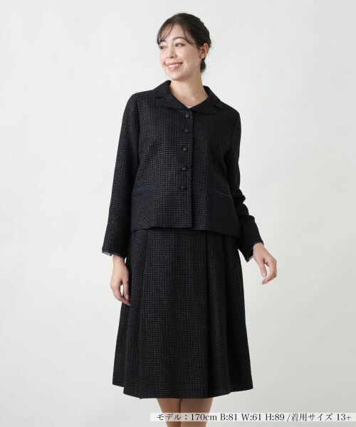 Leilian PLUS HOUSE / レリアンプラスハウス セットアップ | 【店舗人気】ツイードスーツ【セレモニー】(ネイビー)