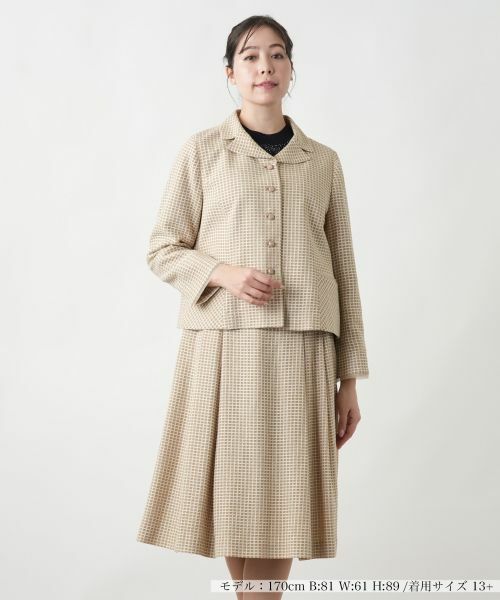 Leilian PLUS HOUSE/レリアンプラスハウス 【店舗人気】ツイードスーツ【セレモニー】 ベージュ 17+ Leilian PLUS HOUSE/レリアンプラスハウス 【店舗人気】ツイードスーツ【セレモニー】 ベージュ 17+