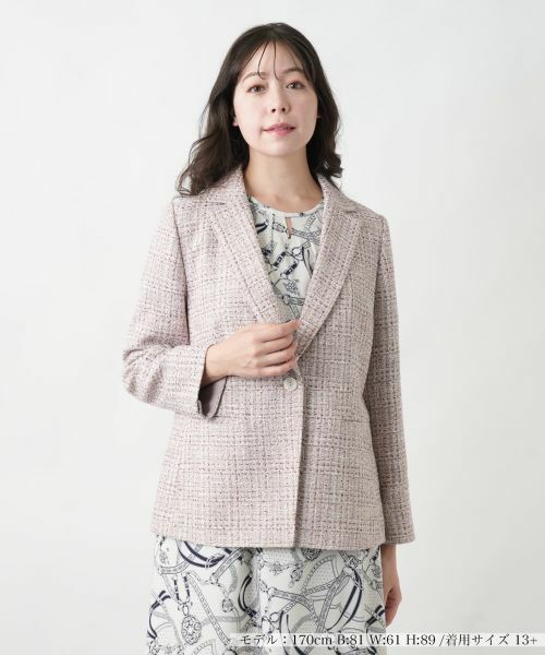 Leilian PLUS HOUSE/レリアンプラスハウス 【店舗人気】テーラードジャケット ピンク 17+ Leilian PLUS HOUSE/レリアンプラスハウス 【店舗人気】テーラードジャケット ピンク 17+