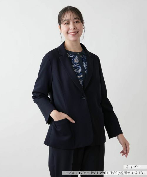 Leilian PLUS HOUSE/レリアンプラスハウス 【店舗人気】テーラードジャケット ネイビー 13+ Leilian PLUS HOUSE/レリアンプラスハウス 【店舗人気】テーラードジャケット ネイビー 13+