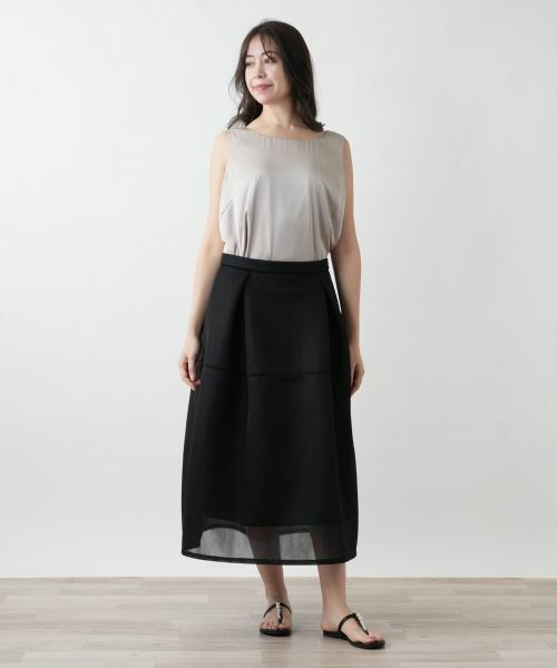 Leilian PLUS HOUSE / レリアンプラスハウス ミニ・ひざ丈スカート | 【店舗人気】シアーフレアスカート【NEMIKA】 | 詳細1