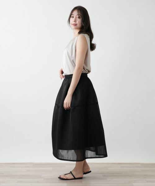 Leilian PLUS HOUSE / レリアンプラスハウス ミニ・ひざ丈スカート | 【店舗人気】シアーフレアスカート【NEMIKA】 | 詳細2