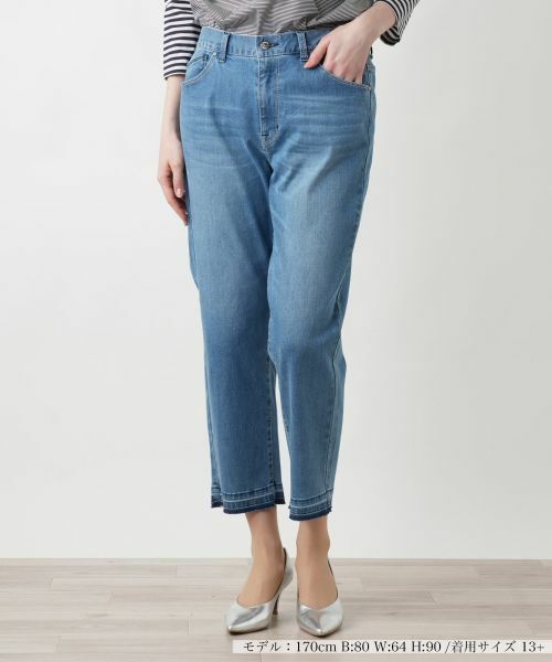 Leilian PLUS HOUSE/レリアンプラスハウス 【店舗人気】クロップドデニムパンツ【L JEANS】 ロイヤルブルー 17+ Leilian PLUS HOUSE/レリアンプラスハウス 【店舗人気】クロップドデニムパンツ【L JEANS】 ロイヤルブルー 17+