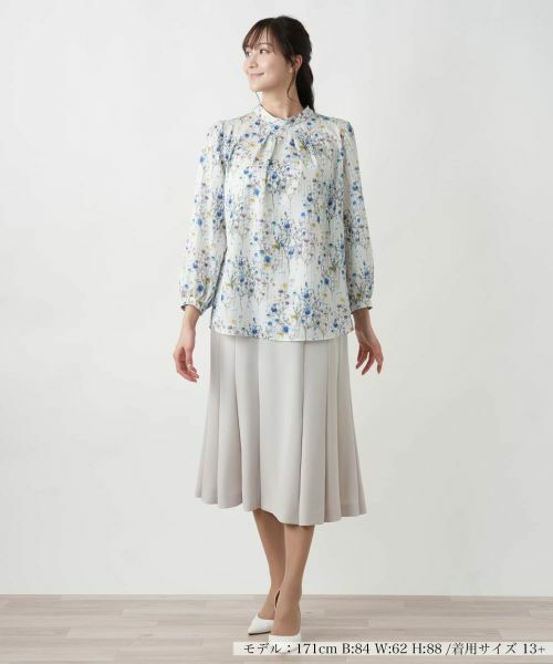 Leilian PLUS HOUSE / レリアンプラスハウス シャツ・ブラウス | 【店舗人気】プリントバンドカラーブラウス | 詳細1