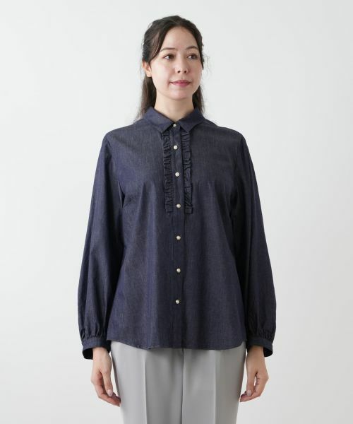 Leilian PLUS HOUSE / レリアンプラスハウス シャツ・ブラウス | 【店舗人気】フリルデニムブラウス | 詳細4