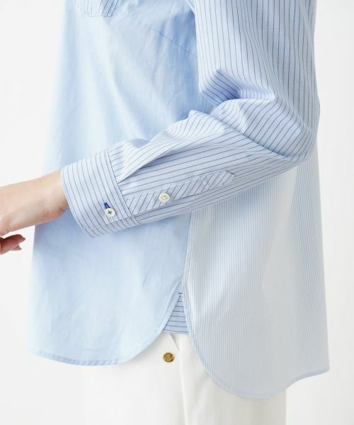 Leilian PLUS HOUSE / レリアンプラスハウス シャツ・ブラウス | 【店舗人気】ストライプ切替シャツ | 詳細10