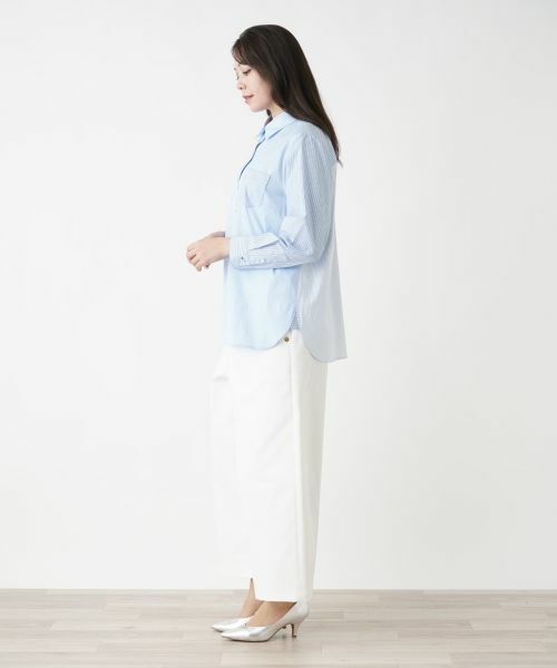 Leilian PLUS HOUSE / レリアンプラスハウス シャツ・ブラウス | 【店舗人気】ストライプ切替シャツ | 詳細2