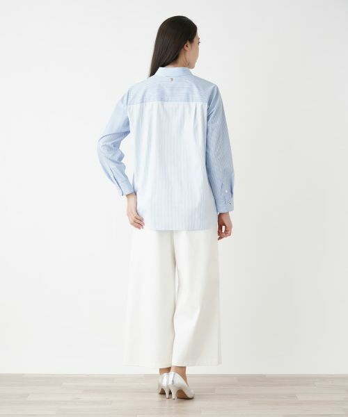 Leilian PLUS HOUSE / レリアンプラスハウス シャツ・ブラウス | 【店舗人気】ストライプ切替シャツ | 詳細3