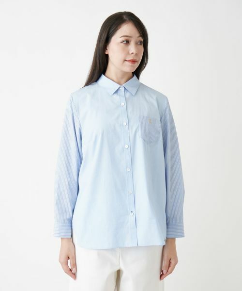 Leilian PLUS HOUSE / レリアンプラスハウス シャツ・ブラウス | 【店舗人気】ストライプ切替シャツ | 詳細4