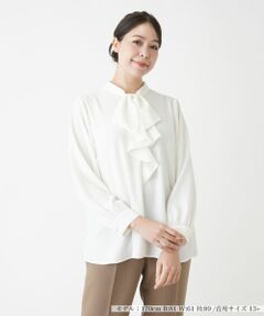 Leilian PLUS HOUSE / レリアンプラスハウス シャツ・ブラウス | 【店舗人気】ミニスタンドカラーフリルブラウス【セレモニー】