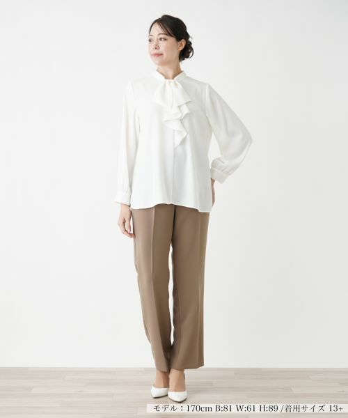 Leilian PLUS HOUSE / レリアンプラスハウス シャツ・ブラウス | 【店舗人気】ミニスタンドカラーフリルブラウス【セレモニー】 | 詳細1