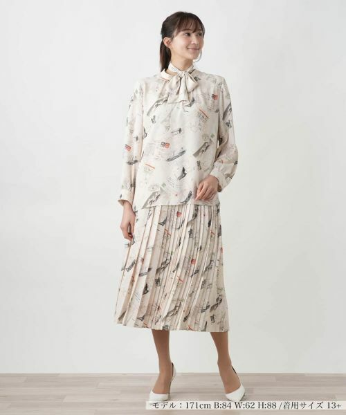 Leilian PLUS HOUSE / レリアンプラスハウス シャツ・ブラウス | 【店舗人気】プリントボウタイブラウス【Leilian WHITE LABEL】 | 詳細1