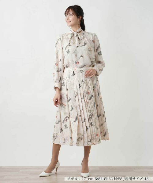 Leilian PLUS HOUSE / レリアンプラスハウス ロング・マキシ丈スカート | 【店舗人気】プリントプリーツスカート【Leilian WHITE LABEL】 | 詳細1