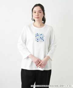 Leilian PLUS HOUSE / レリアンプラスハウス Tシャツ | 【店舗人気】フラワーモチーフカットソー【Leilian WHITE LABEL】