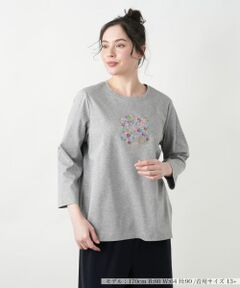 Leilian PLUS HOUSE / レリアンプラスハウス Tシャツ | 【店舗人気】フラワーモチーフカットソー【Leilian WHITE LABEL】