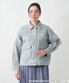 Leilian PLUS HOUSE / レリアンプラスハウス テーラードジャケット | リーフ柄シャツジャケット【Leilian WHITE LABEL】