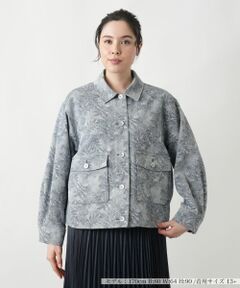 Leilian PLUS HOUSE / レリアンプラスハウス テーラードジャケット | リーフ柄シャツジャケット【Leilian WHITE LABEL】