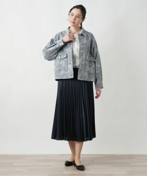 Leilian PLUS HOUSE / レリアンプラスハウス テーラードジャケット | リーフ柄シャツジャケット【Leilian WHITE LABEL】 | 詳細1