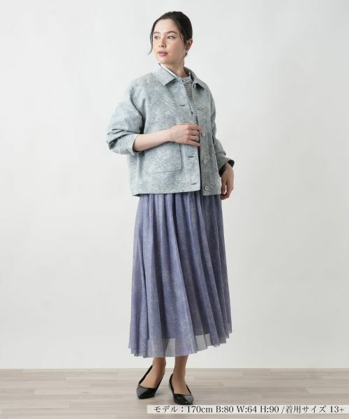 Leilian PLUS HOUSE / レリアンプラスハウス テーラードジャケット | リーフ柄シャツジャケット【Leilian WHITE LABEL】 | 詳細4