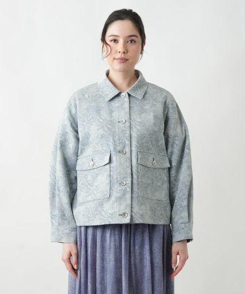 Leilian PLUS HOUSE / レリアンプラスハウス テーラードジャケット | リーフ柄シャツジャケット【Leilian WHITE LABEL】 | 詳細7