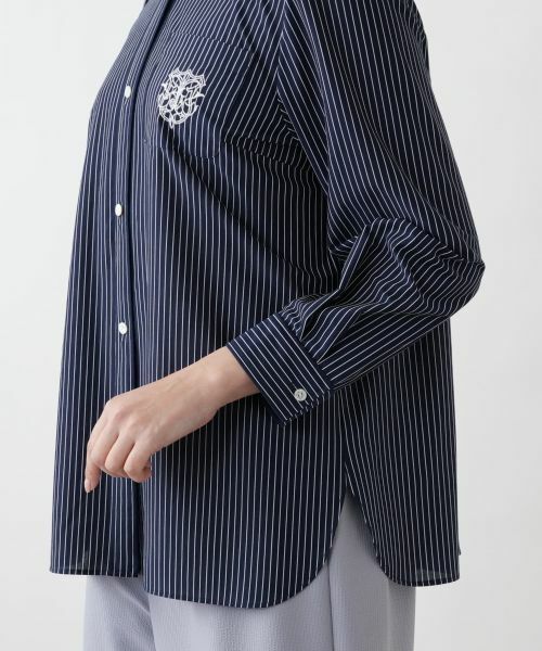 Leilian PLUS HOUSE / レリアンプラスハウス シャツ・ブラウス | 【店舗人気】刺繍ストライプシャツ | 詳細13