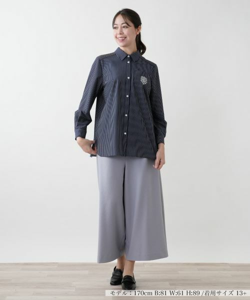 Leilian PLUS HOUSE / レリアンプラスハウス シャツ・ブラウス | 【店舗人気】刺繍ストライプシャツ | 詳細4