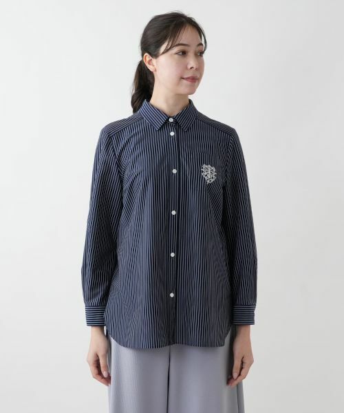 Leilian PLUS HOUSE / レリアンプラスハウス シャツ・ブラウス | 【店舗人気】刺繍ストライプシャツ | 詳細7
