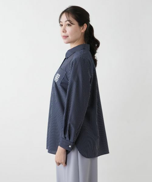 Leilian PLUS HOUSE / レリアンプラスハウス シャツ・ブラウス | 【店舗人気】刺繍ストライプシャツ | 詳細8